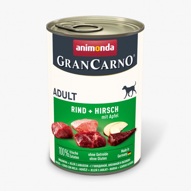 אנימונדה - שימורים לכלב 100% טבעיים בקר צבי ותפוח עץ 400 גרם